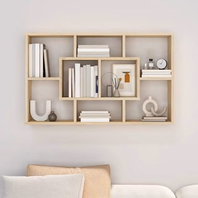Berkfield Home Sonoma Oak Wall Shelf, Beige, W: 85 cm, D: 16 cm, H: 52.5 cm