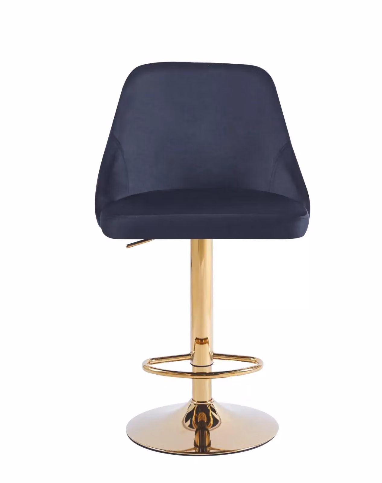Hygrad Set of 2 Velvet Swivel Bar Stools with Height Adjustable Gas Lift in Black and Gold – 1