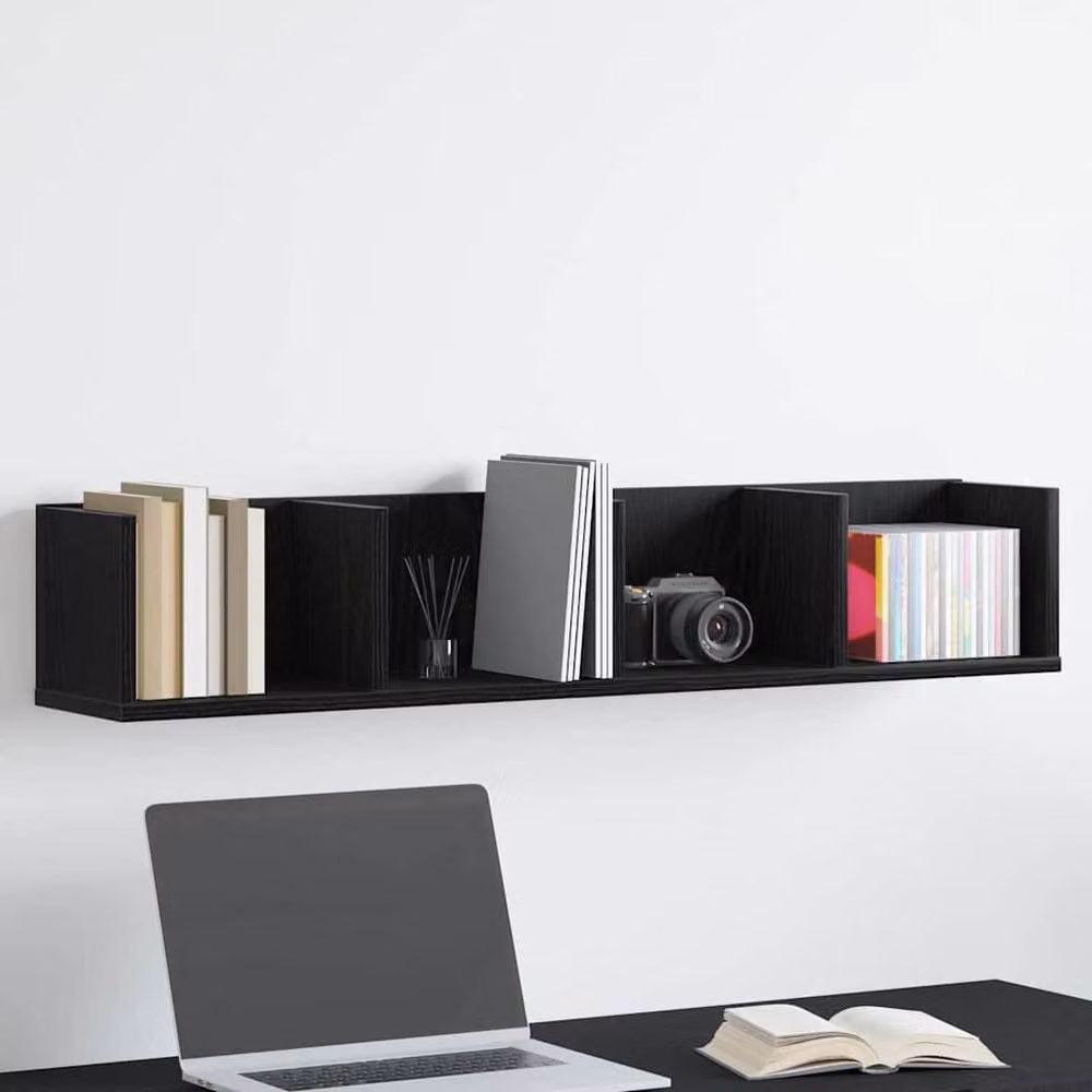 Berkfield Home Modern CD Wall Shelf in Black Oak, W/D/H: 100 x 18 x 18 cm – 2