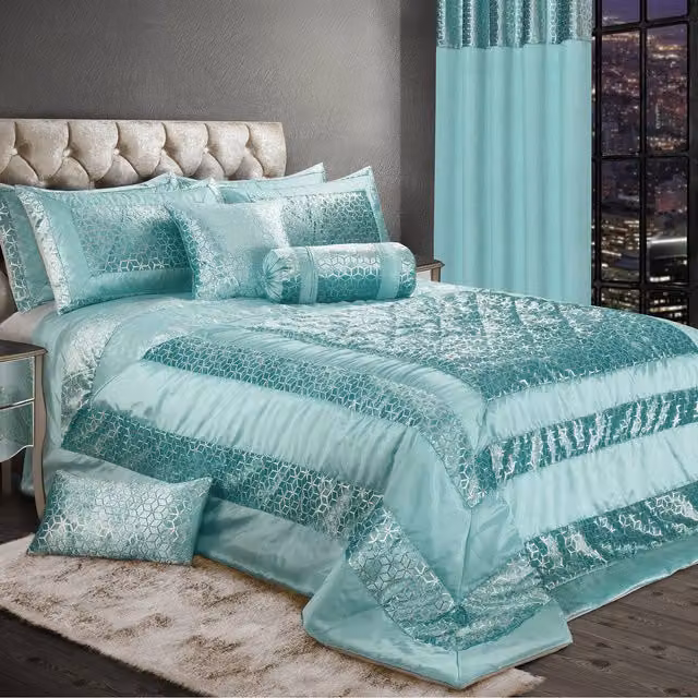 Intimates Vera Silk and Polyester Bedspread in Blue and Turquoise