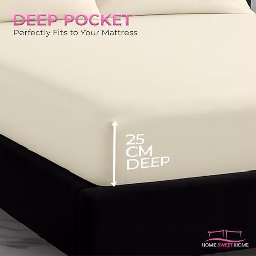 Snug City Microfibre Soft Touch Fitted Sheet, Beige, Small Double, W/D/H: 120 x 200 x 25 cm – 4