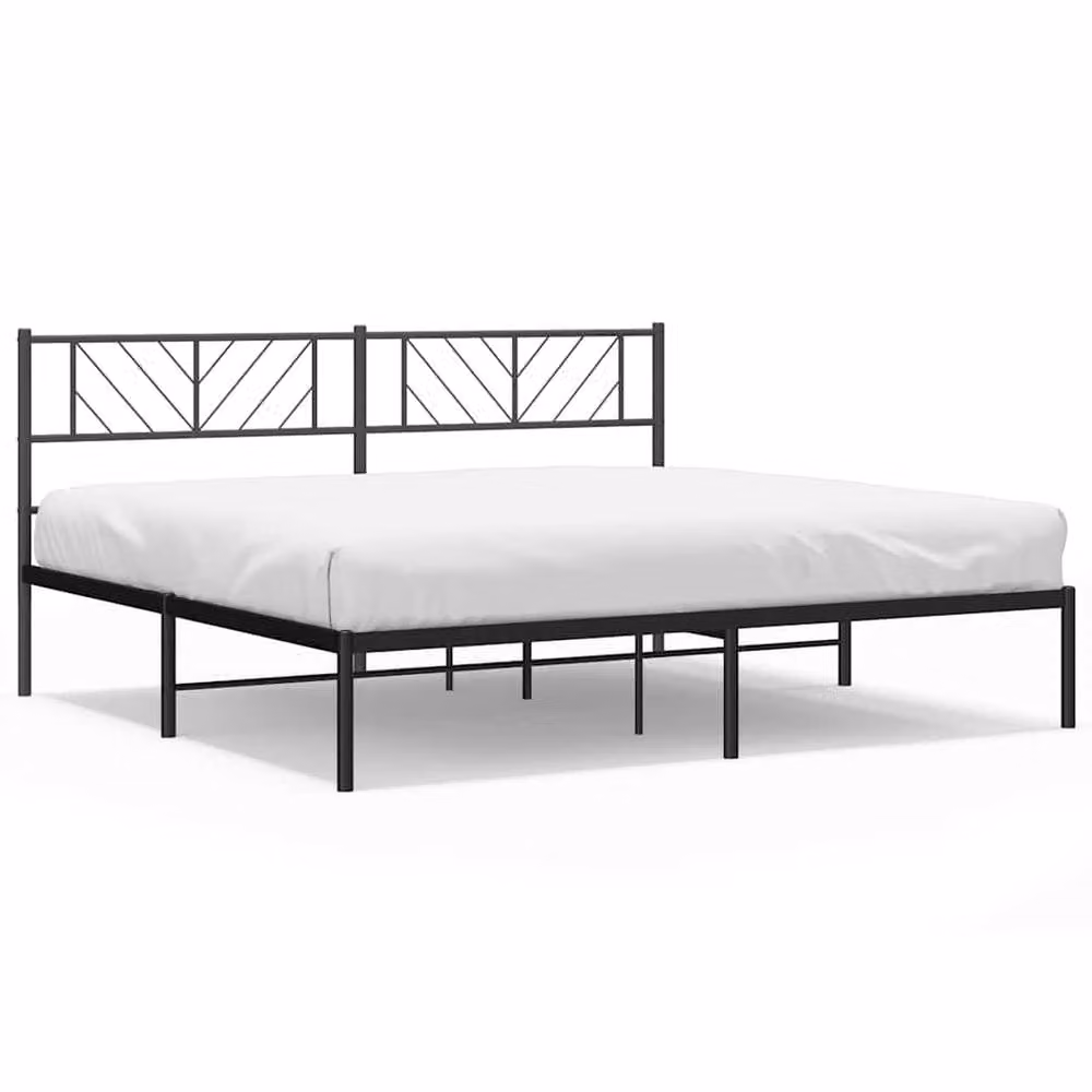 Berkfield Home Metal Bed Frame with Headboard in Black, W/D/H: 183 x 90 x 187 cm – 2