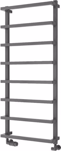 Glora Anthracite Steel Heated Towel Rail, Grey, H: 119.5 cm, W: 50 cm