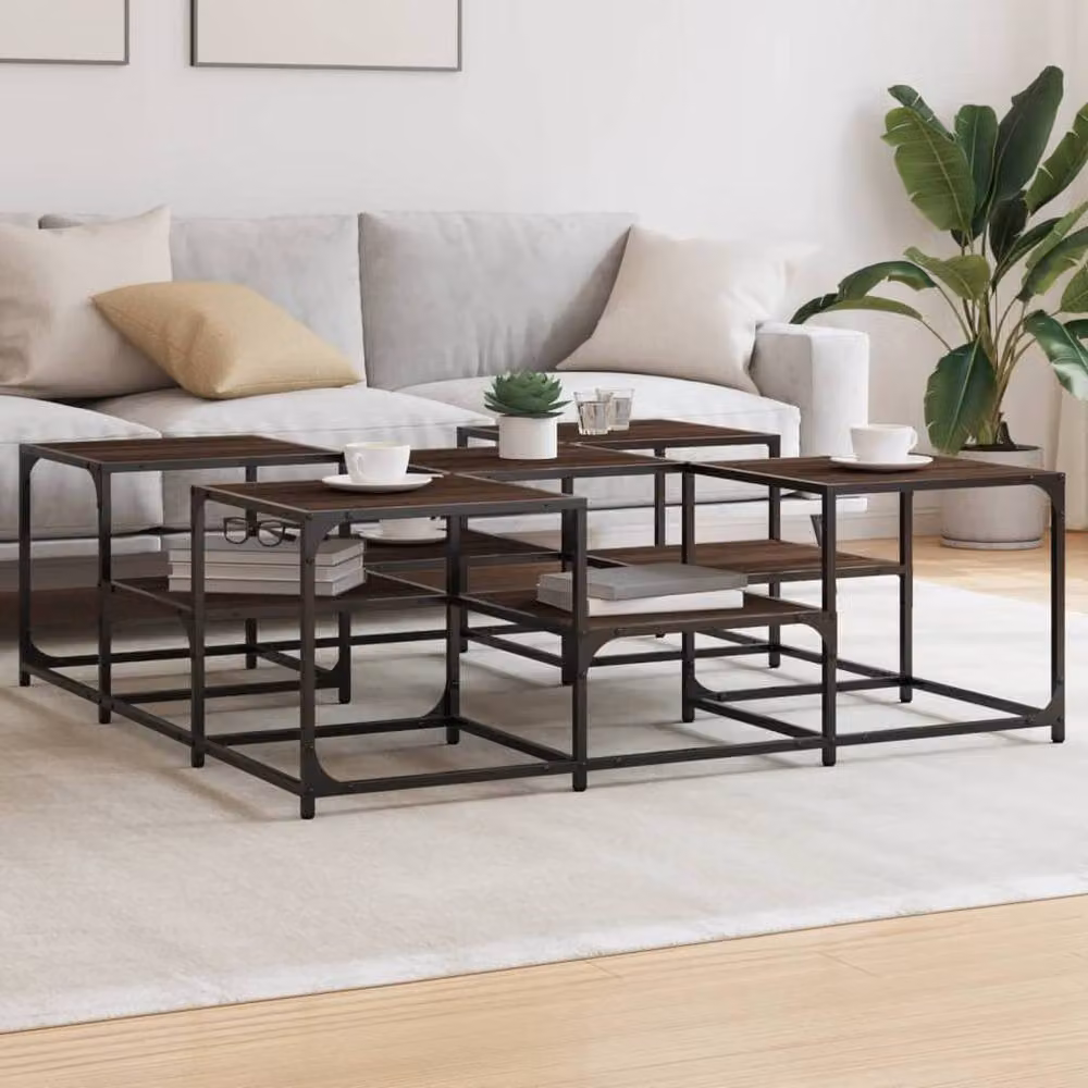 Berkfield Home Brown Oak Coffee Table, W/D/H: 121 x 121 x 40 cm – 2