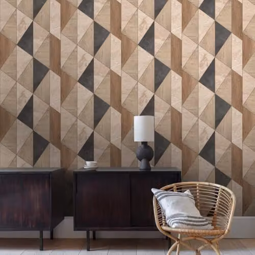 Grandeco Vigo Woodblock Geometric Textured Wallpaper, Brown and Gold – 2