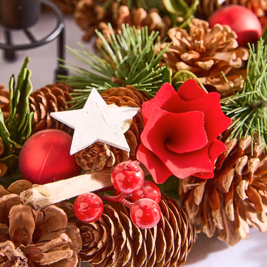 Dibor Starry Night Christmas Wreath Table Decoration Centerpiece, Multicolour, Diameter: 35 cm – 4