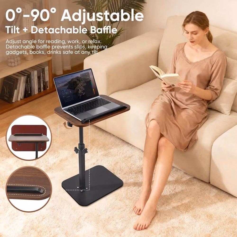 FORGEVIO Height Adjustable C Shaped Side Table in Brown – 4