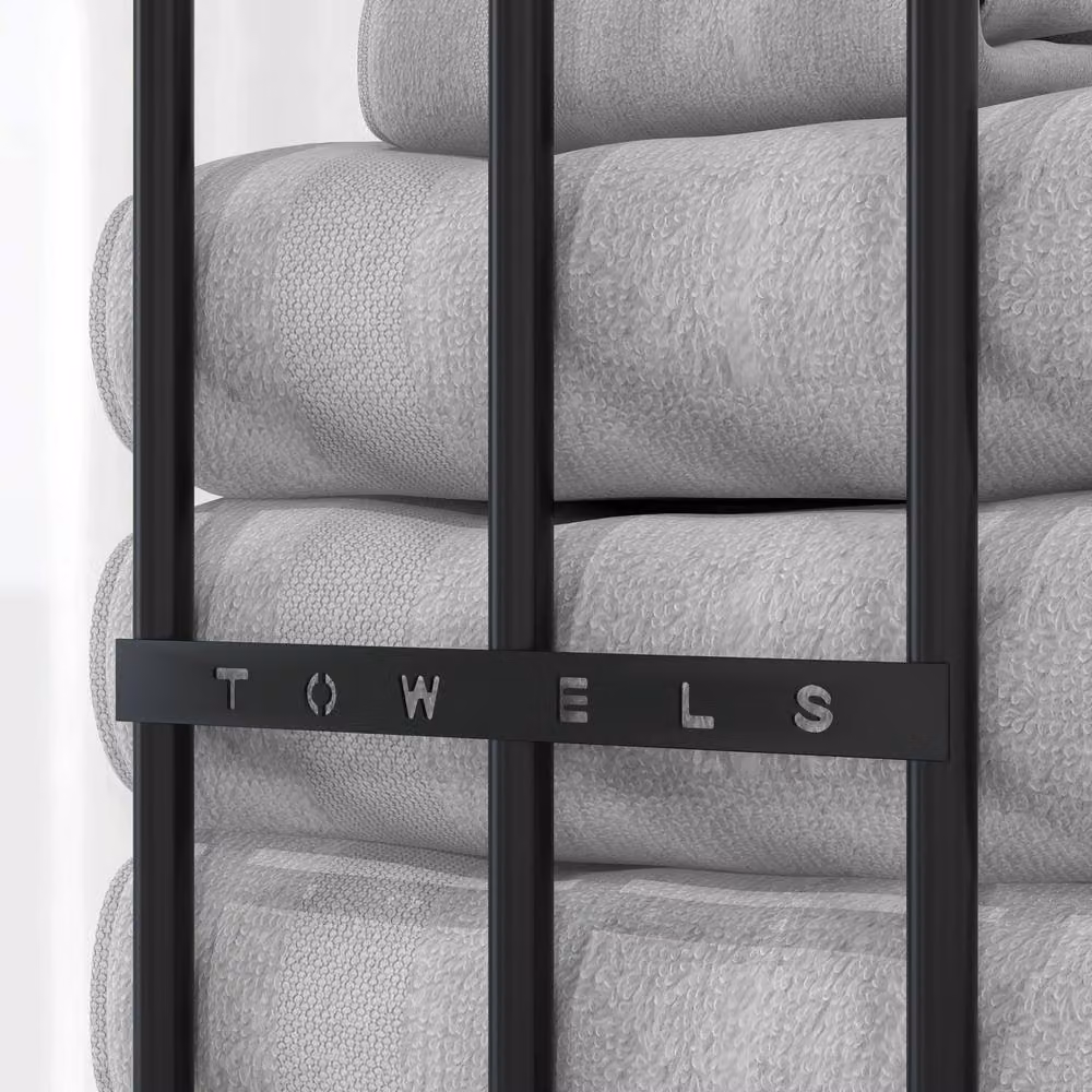 STILVORA Wall-Mounted Metal Towel Holder with 6-Towel Storage in Black – 4
