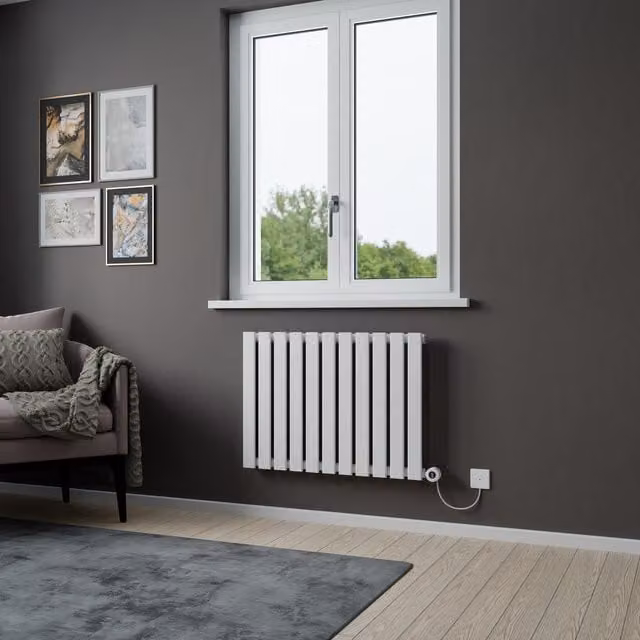 Agadon Lola Horizontal Electric Designer Radiator in White with WiFi and App Control, W: 82.8 cm
