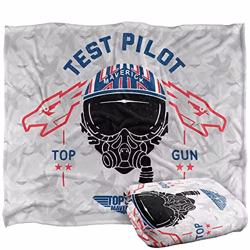 LOGOVISION Top Gun: Maverick Test Pilot Super Soft Fleece Throw Blanket, White, W/D/H: 152 x 127 cm – 1