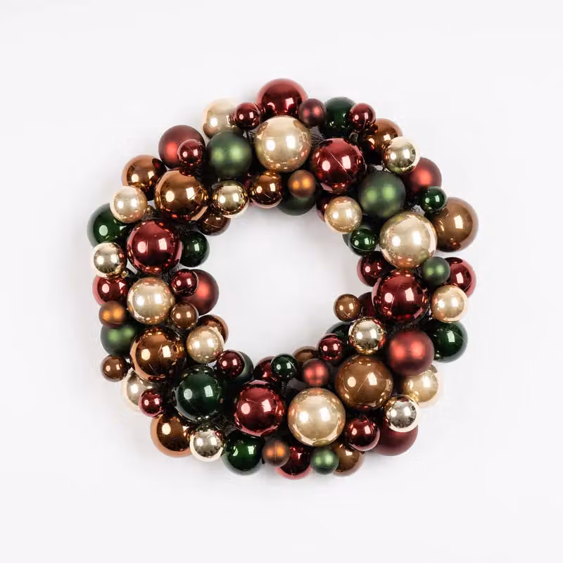 Scottish Everlastings Ltd Green and Bronze Christmas Bauble Wreath, Diameter: 41 cm – 2