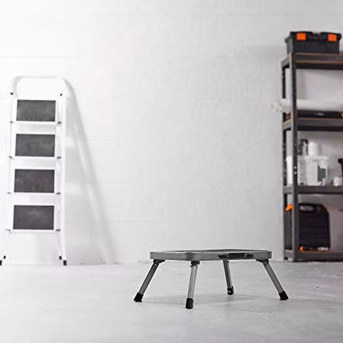 VonHaus Grey Folding Step Stool with Anti-Slip Rubber Feet and Handle – 6