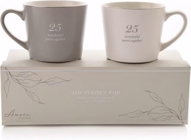 Widdop and Co Grey and White Stoneware Mug Set for Adults – 2