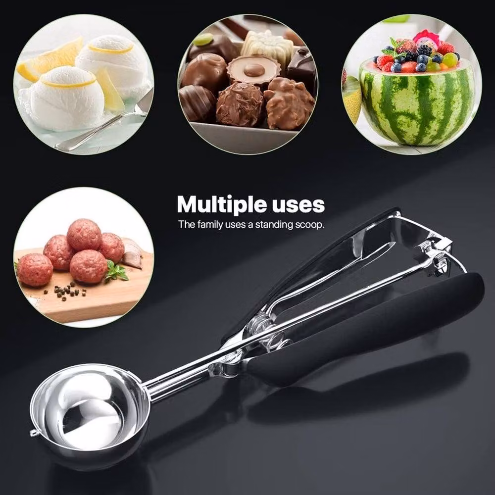 NESTLUNE Stainless Steel Round Ice Cream Scoop in Silver – 2