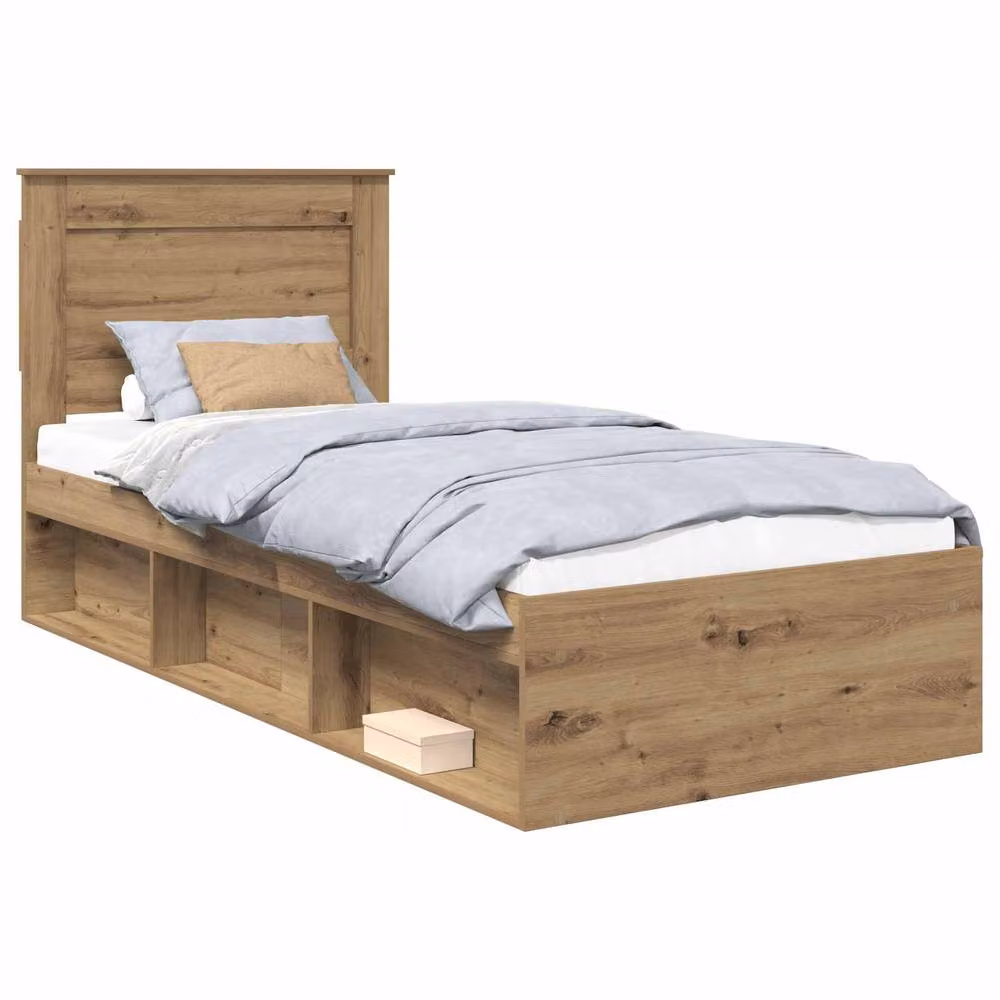 Berkfield Home Artisan Oak Bed Frame in Brown with Solid Pine Wood and Flat Fixed Slats, W: 75 cm, L: 190 cm – 2