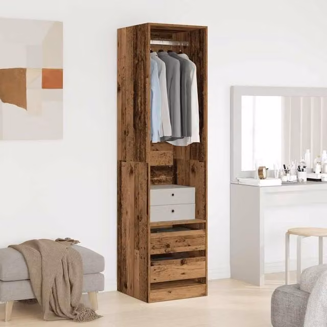 Berkfield Home Old Wood Wardrobe in Brown, W/D/H: 50 x 50 x 200 cm