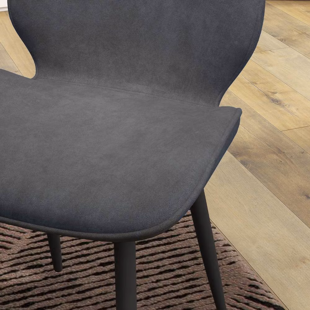 STILVORA Set of 2 Modern Grey Dining Chairs with Metal Legs – 7