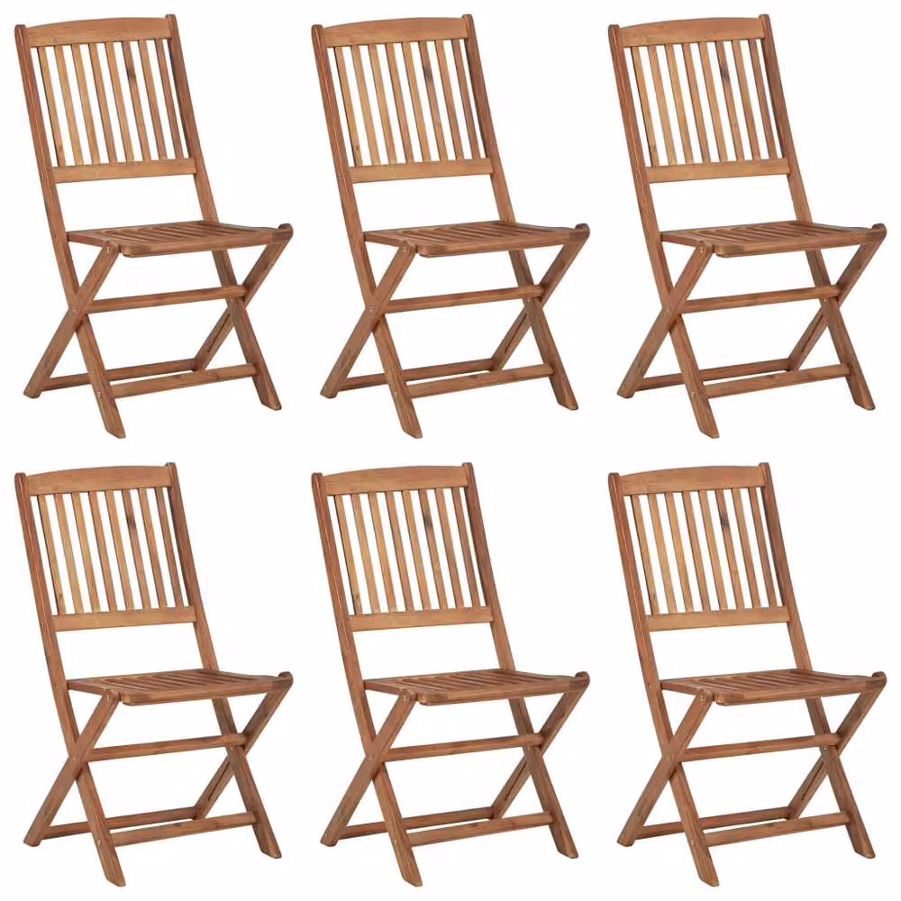 Berkfield Home Set of 6 Durable Folding Outdoor Garden Chairs in Brown Solid Oiled Acacia Wood – 2