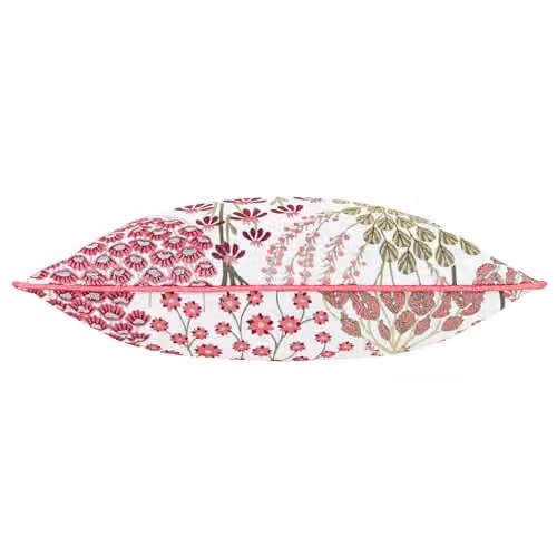 Wylder Ophelia Nature Floral Jacquard Square Cushion, Red and Multicolour, W/D/H: 50 x 50 x 50 cm – 5