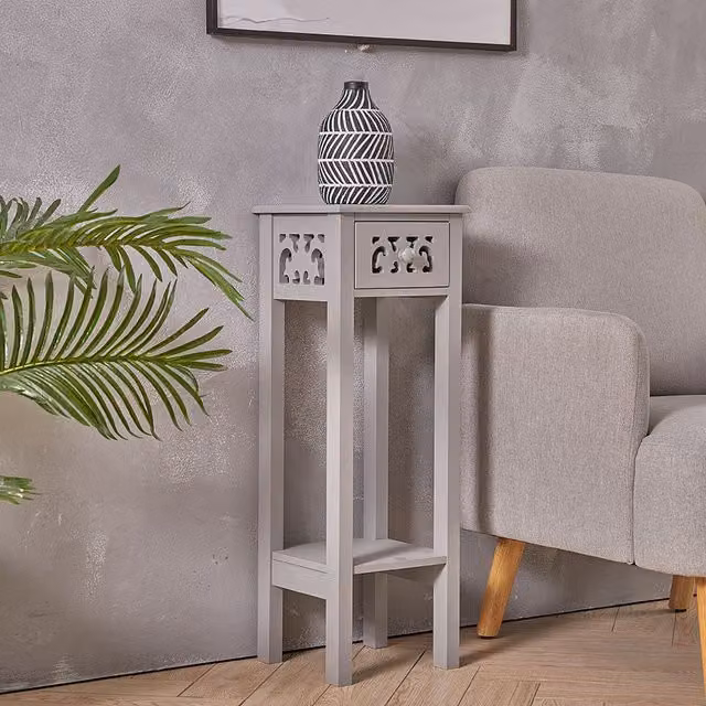 Livingandhome Slim Entry Console Table with Drawers in Grey