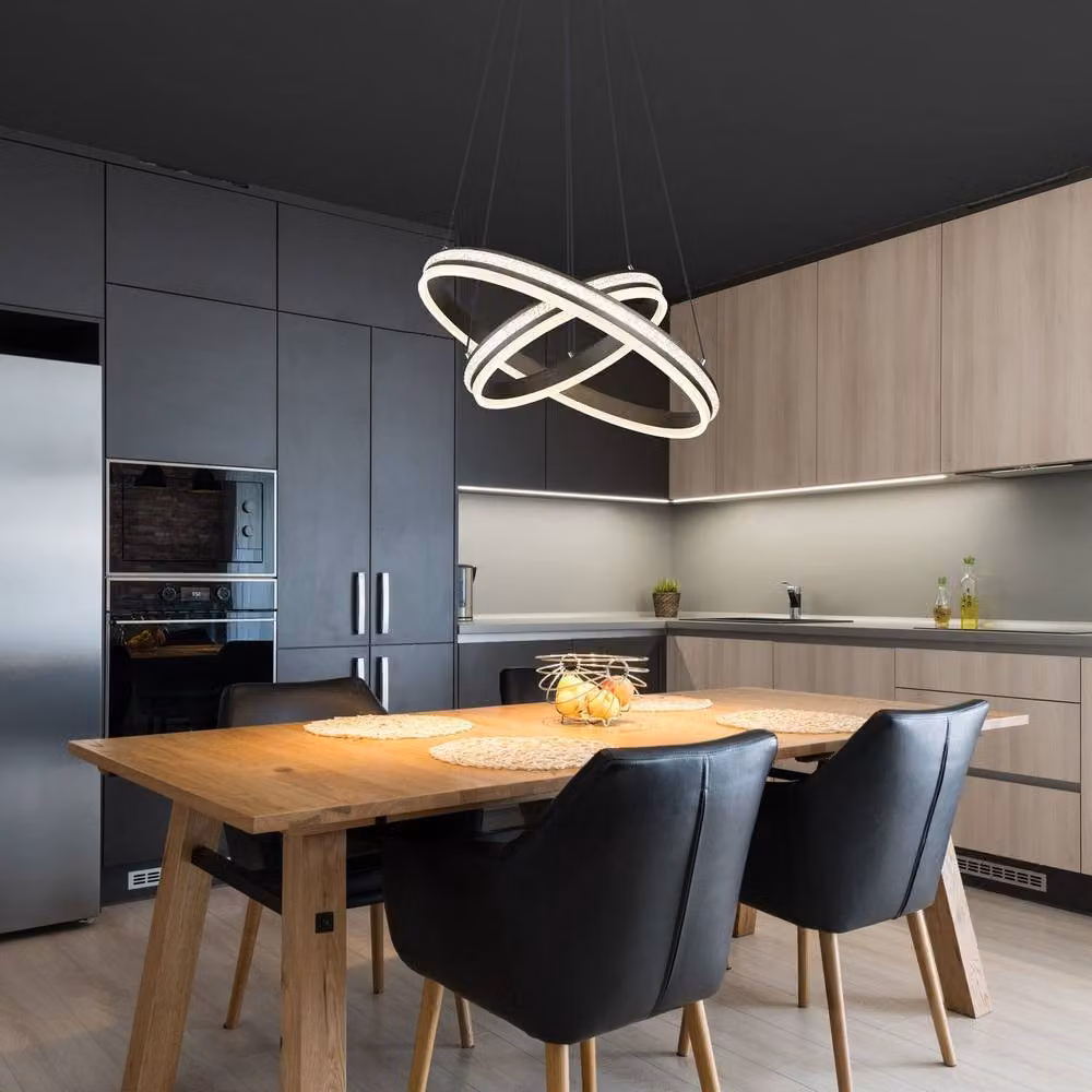 Netlighting Grouni Titanium Pendant Light in Grey with 2x Dimmable LED, Remote Control and Height Adjustment – 2