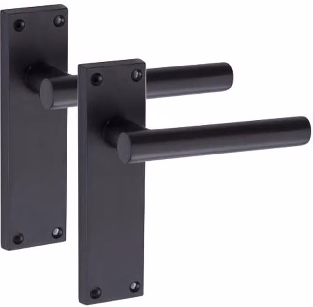 Golden Grace Matt Black T-Bar Lever Backplate Door Handle, 6 Pairs