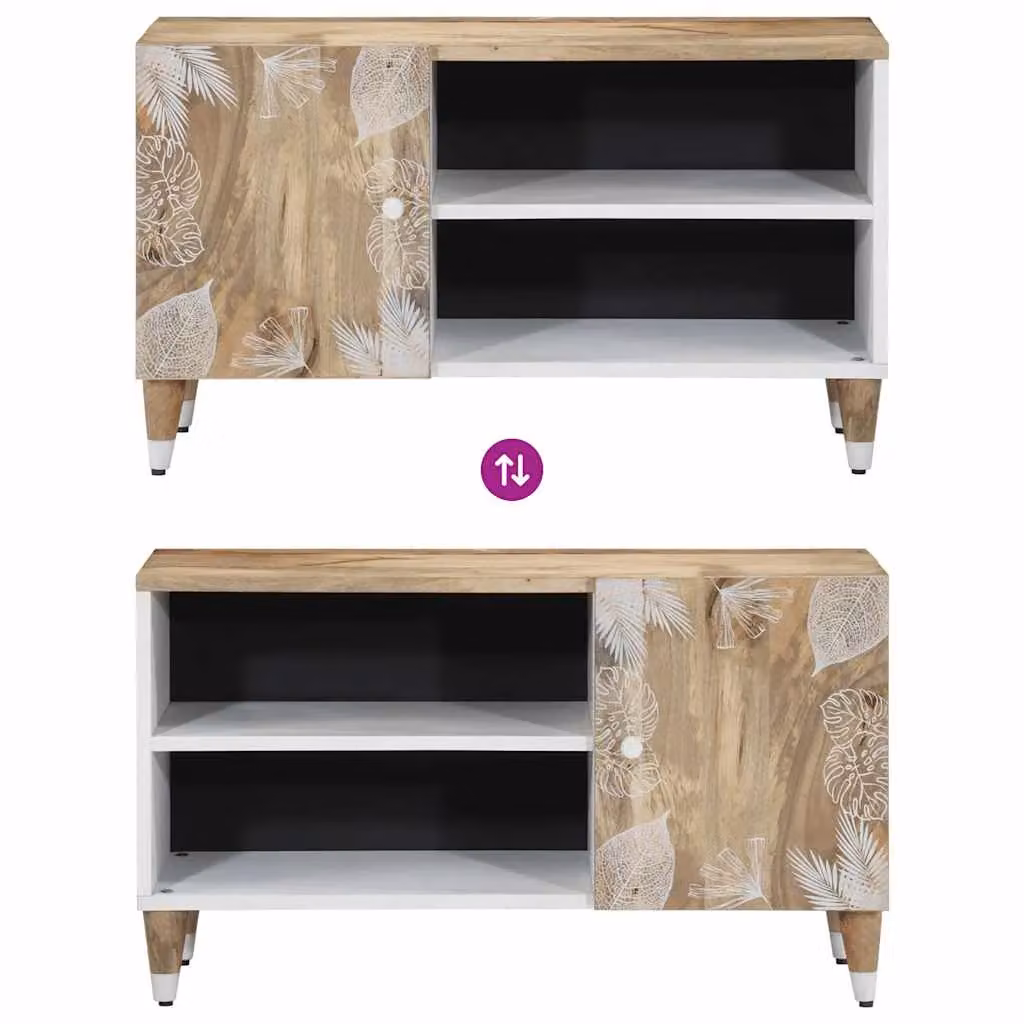 Berkfield Home Solid Mango Wood TV Cabinet in Brown, W/D/H: 80 x 31.5 x 46 cm – 4