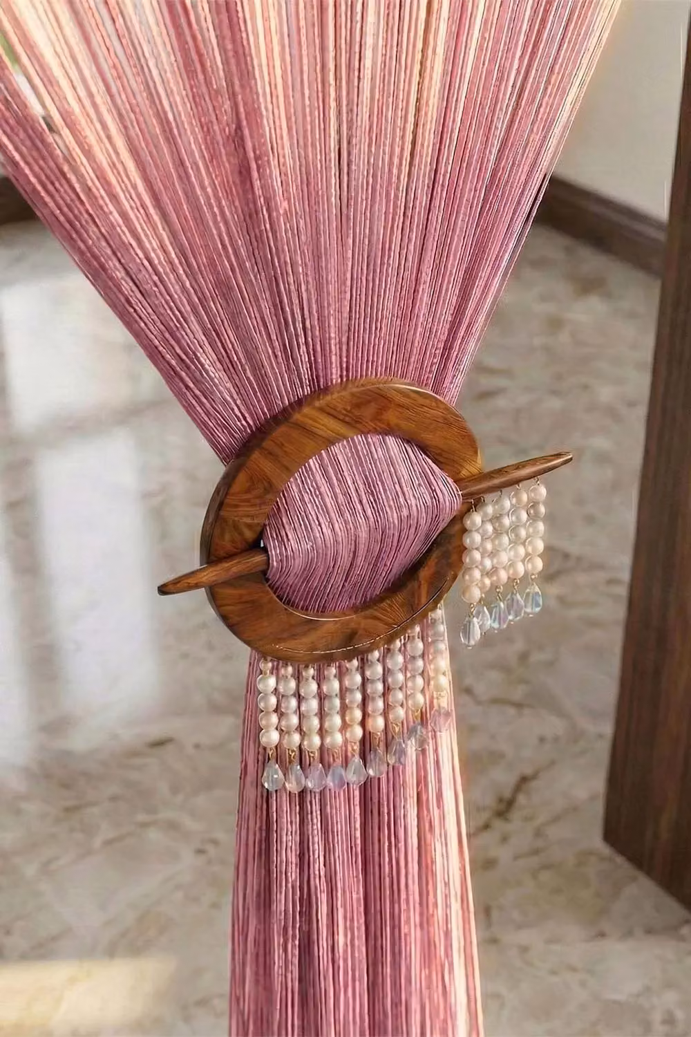 Homescapes Pink High Density Polyester Spaghetti String Curtain, Height: 200 cm, Width: 90 cm – 2