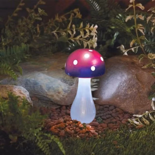 Marco Paul Solar Mushroom Garden Ornament with Dusk Sensor in Purple and Multicolour – 1