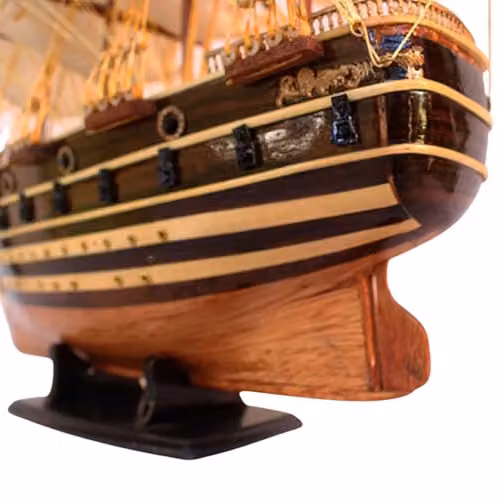 Authentic R & M Jylland Model Ship Handcrafted Wooden Historic Naval Replica with Stand, Brown – 3