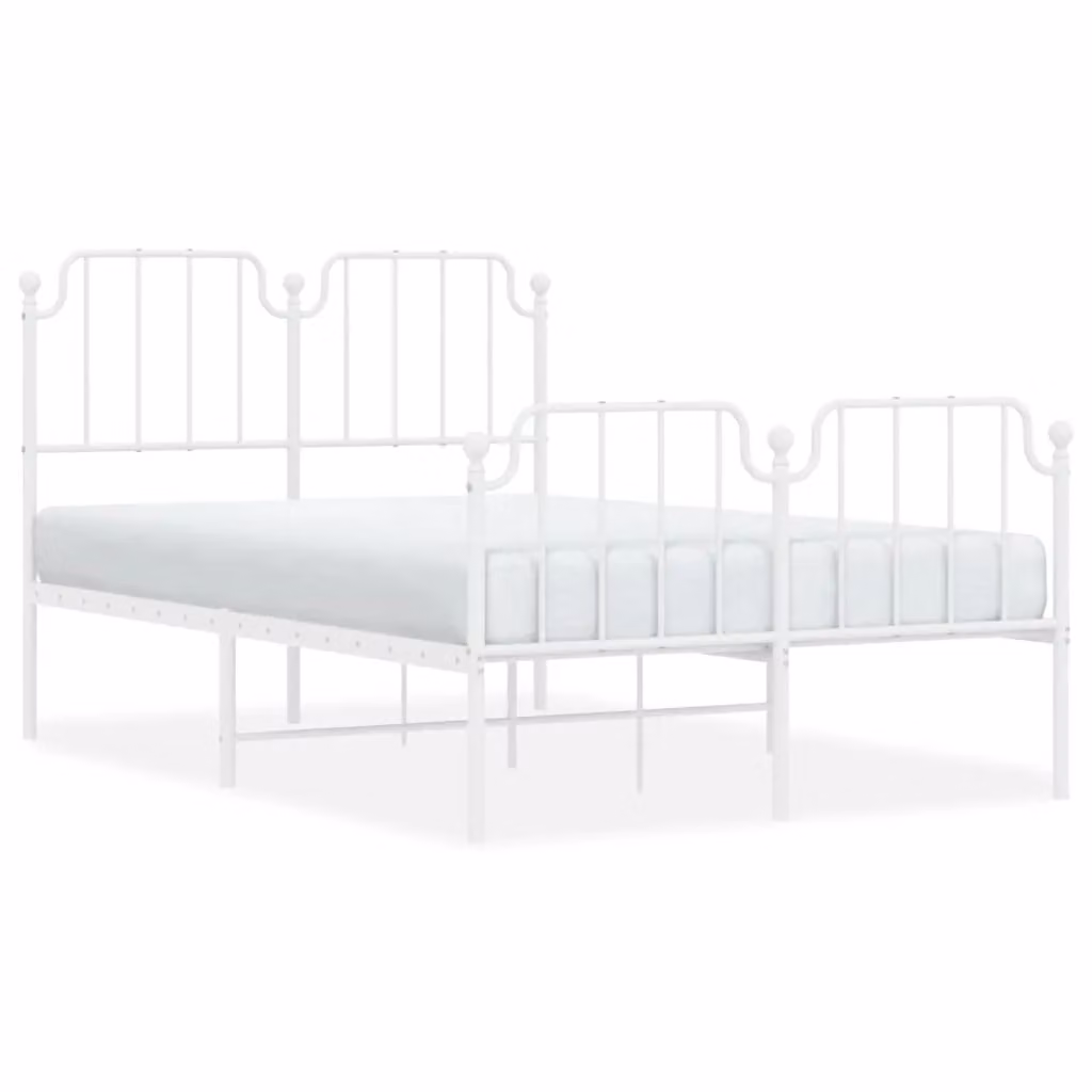Berkfield Home Metal Bed Frame with Headboard and Footboard in White, W/D/H: 120 x 200 cm – 2