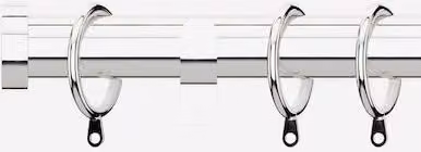 New Edge Blinds Polished Chrome 28mm Metal Curtain Pole in Silver, Length: 160 cm