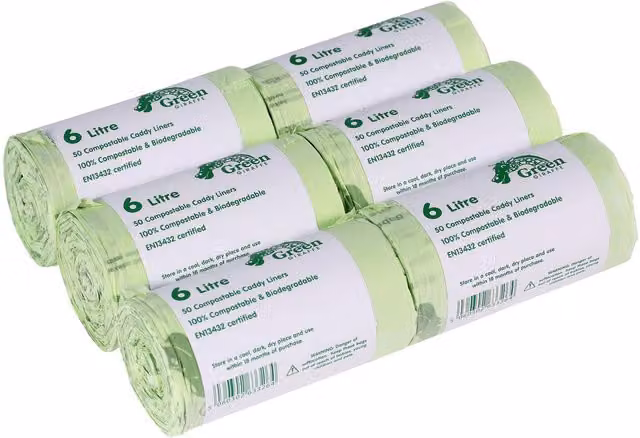 Green Giraffe 6 Litre Food Bin Caddy Liners in Green