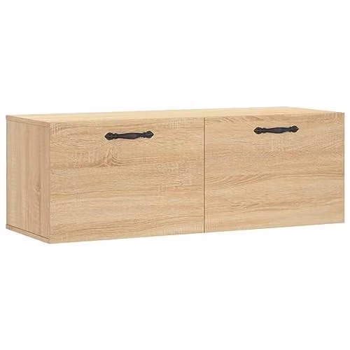 vidaXL Modern Wall Mounted Cabinet in Brown Sonoma Oak, W/D/H: 100 x 36.5 x 35 cm – 1