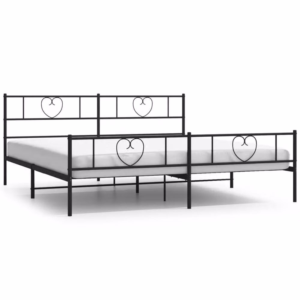 Berkfield Home Metal Bed Frame with Headboard and Footboard in Black, 200 x 200 cm – 2