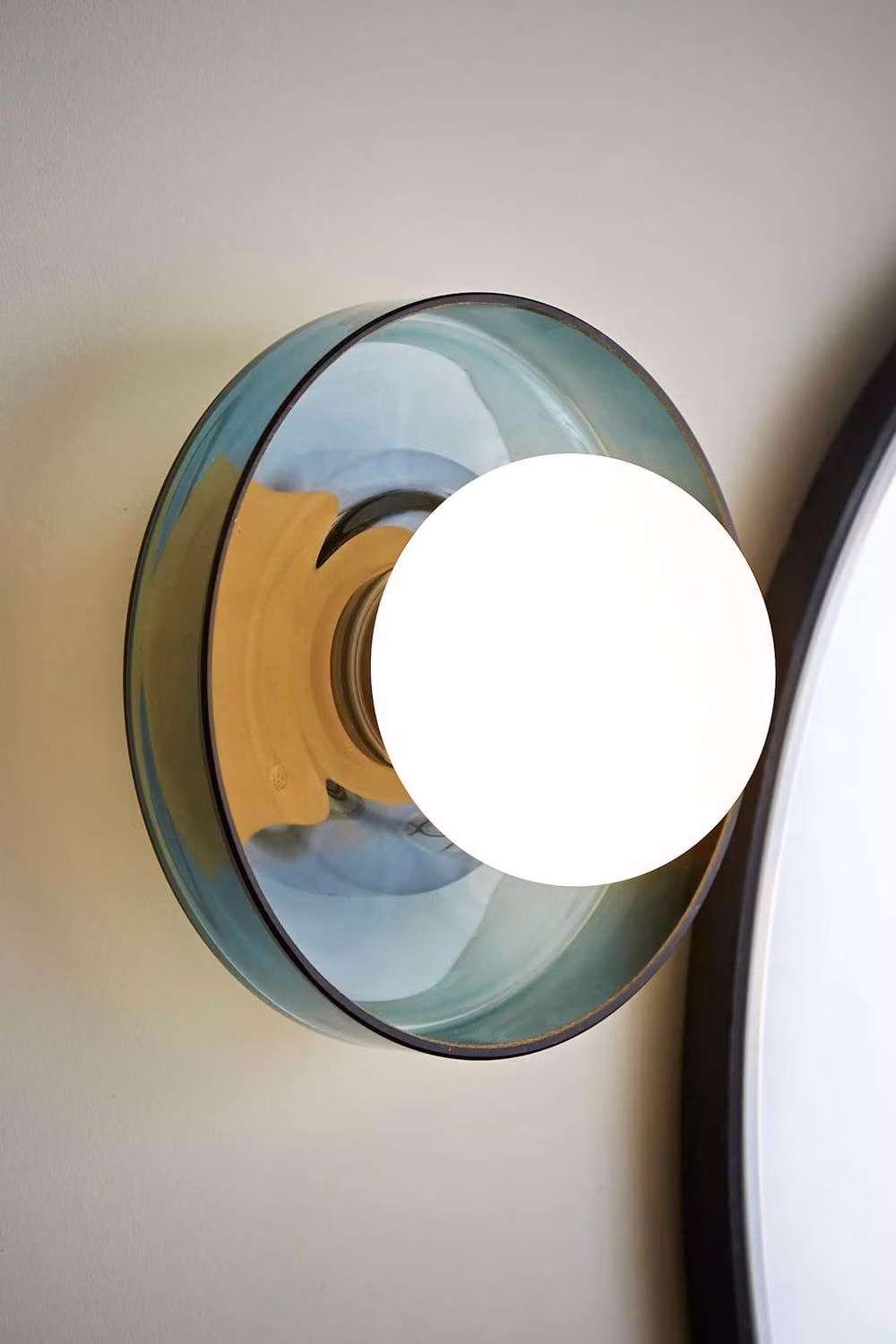 ValueLights Newbury Pair of Green Glass Globe Shade IP44 Bathroom Wall Lights with Gold/Brass Finish – 2
