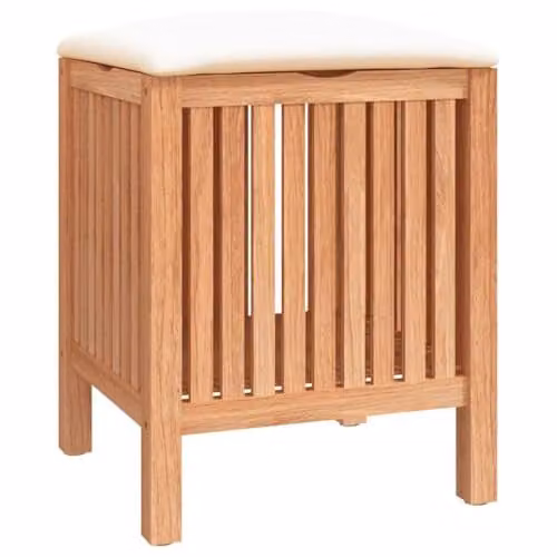 vidaXL Solid Wood Bathroom Stool in Walnut Brown, W/D/H: 40.5 x 40 x 52 cm