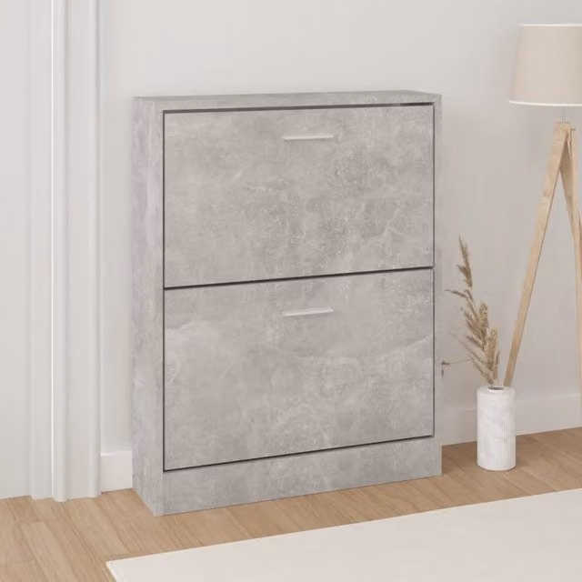 Berkfield Home Modern Grey Wall Mounted Shoe Cabinet with Tilting Compartments W/D/H: 59 x 17 x 81 cm