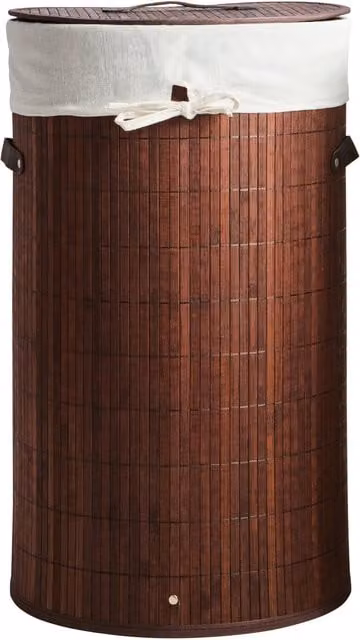 Orsina Kankyo Round Laundry Hamper in Brown with Bamboo and Cotton and Handles