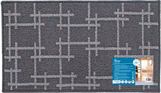 JVL Vector Machine Washable Grey Rectangular Doormat