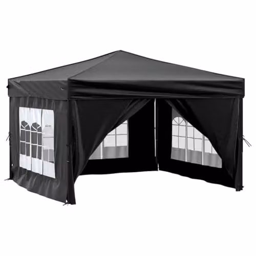 vidaXL Folding Party Tent with Sidewalls and Windows, Black and Silver, W: 300 cm, D: 300 cm, H: 245 cm – 4