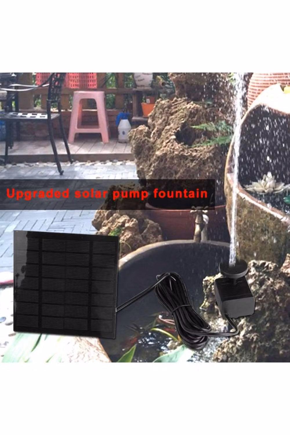 KDMD Solar Powered Submersible Water Pump for Fountains, Ponds and Aquariums, Black – 4