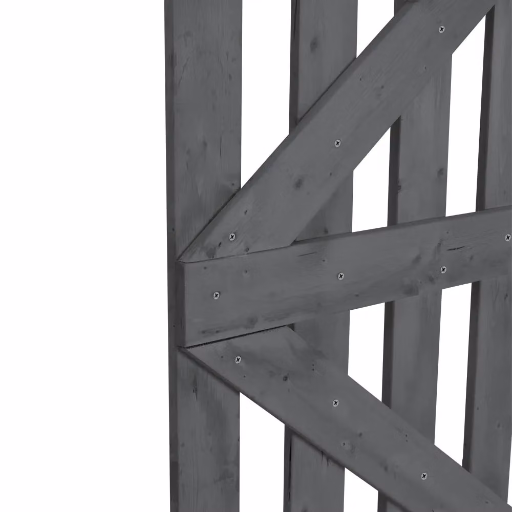 Living and Home Wood Garden Gate with Latch in Grey, W: 90 cm, H: 180 cm – 5