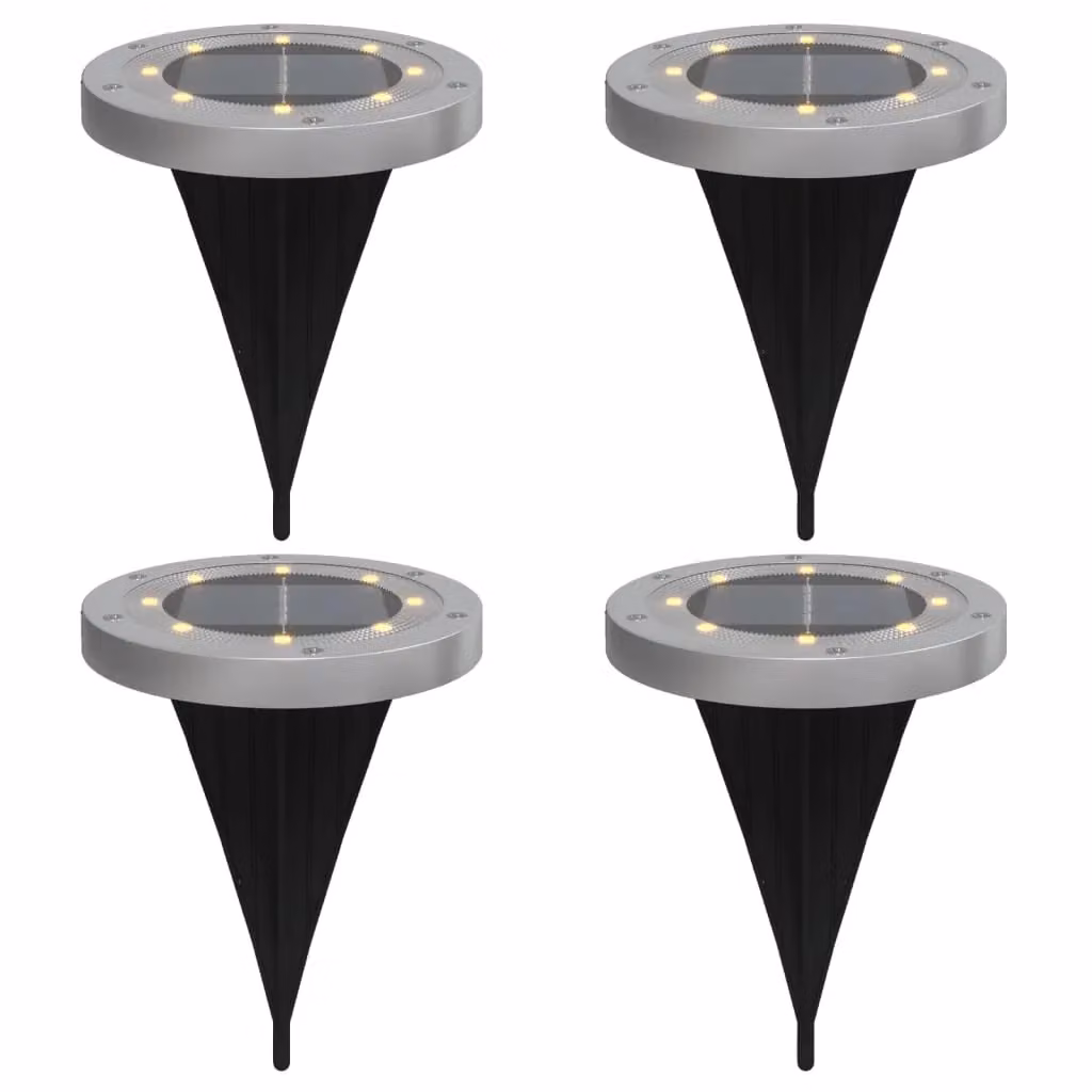 Berkfield Home Solar Ground Lights with Ground Spikes, 4 Pack, Black, Warm White – 2