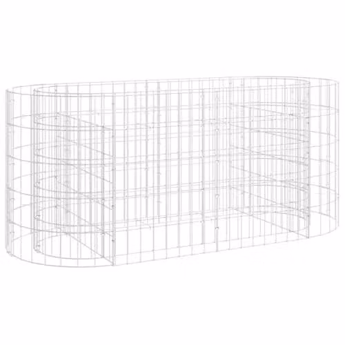 vidaXL Silver Galvanised Steel Gabion Raised Bed, W/D/H: 120 x 50 x 50 cm