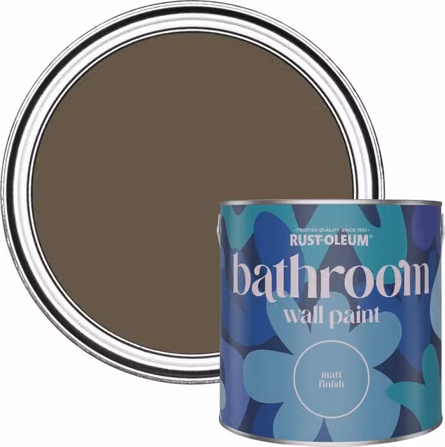 Rust-Oleum Cocoa Brown Matt Water-Based Bathroom Wall and Ceiling Paint 2.5L – 1