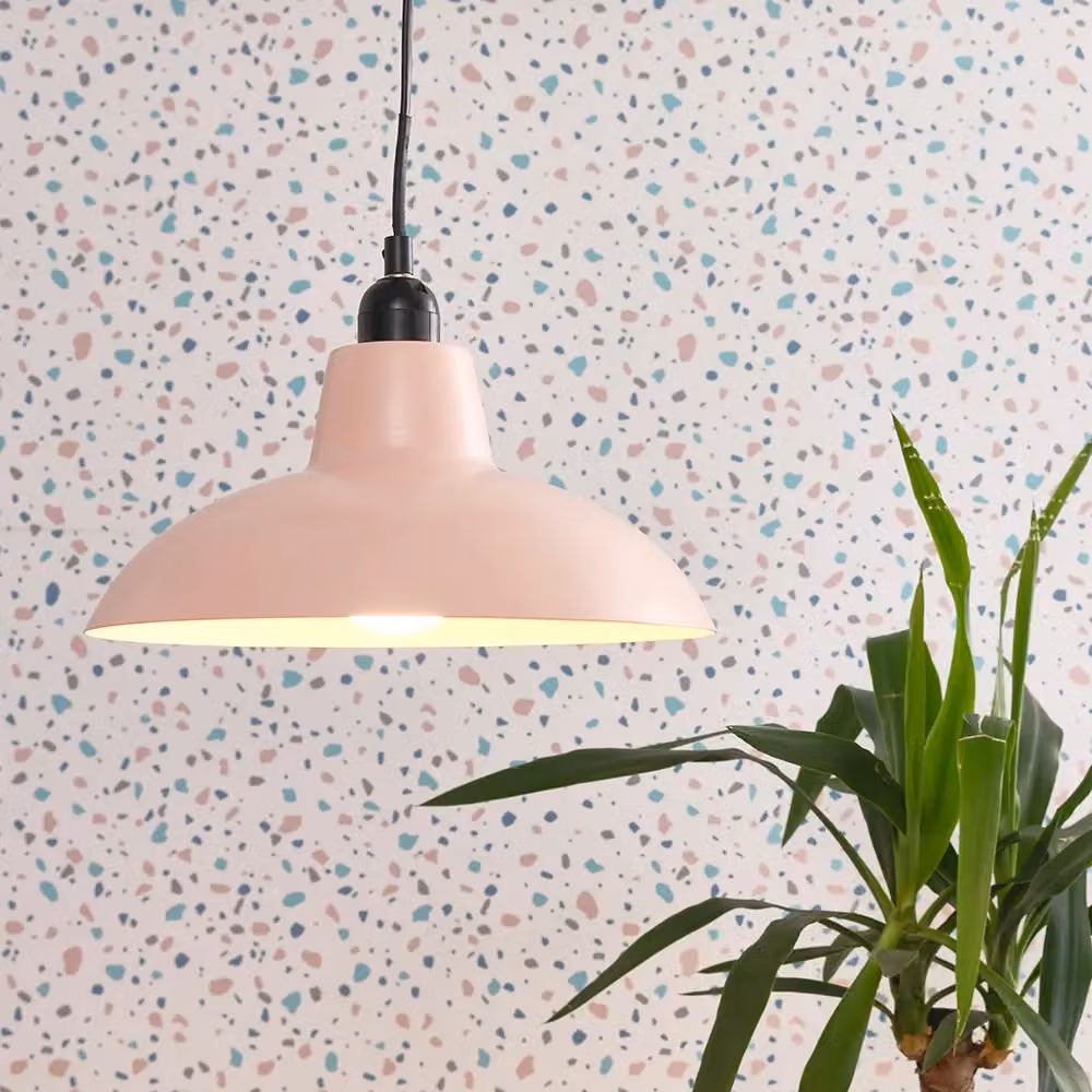 ValueLights Civic Set of 2 Retro Pink Metal Ceiling Pendant Light Shades, Width: 28.8 cm – 3