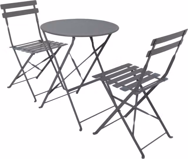 Charles Bentley 3 Piece Modern Metal Bistro Set in Matt Grey