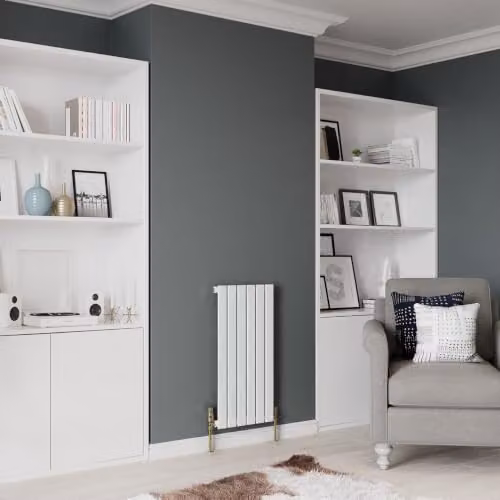 UK Radiators Typhoon White Vertical Single Panel Designer Radiator W: 40.8 cm, H: 80.0 cm – 2