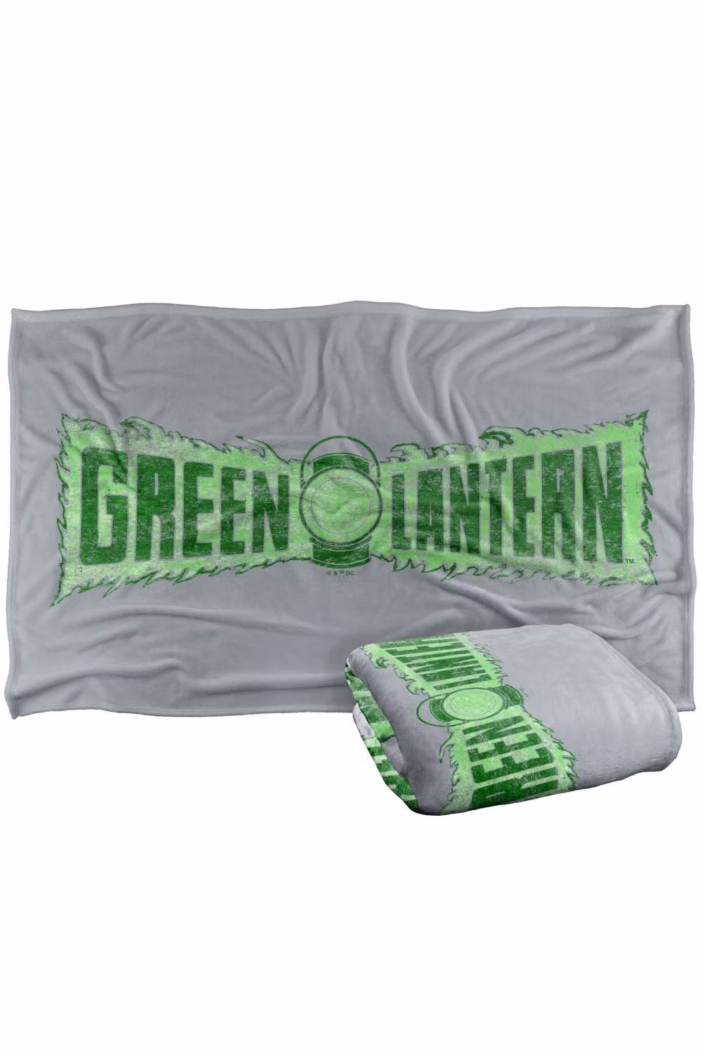 Warner Bros. Green Lantern Flame Logo Super Soft Silky Touch Throw Blanket, Extra Large, Green and Multicolour – 2